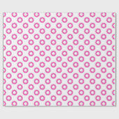 Papier Cadeau Classique, cool, cercles de points blancs et roses (Plat)