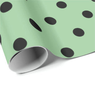 Papier Cadeau Classique, cool, élégant noir, vert à pois