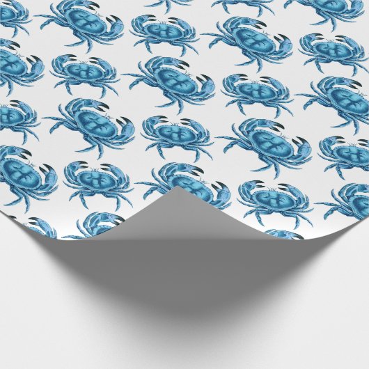 Papier Cadeau Classique Crabe Bleu Motif Bord de Mer (Coin)