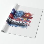 Papier Cadeau Classique de feu d'artifice de vacances (Déroulé)