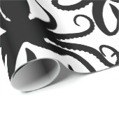 Papier Cadeau Classique de Thunder_Cove de silhouette de poulpe (Coin rond)