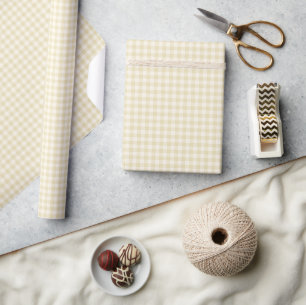 Papier Cadeau Classique Gingham Début d'Automne Blé Doré