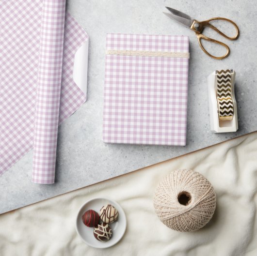 Papier Cadeau Classique Gingham Début d'Automne | Lilas Chaud (Artisanat)