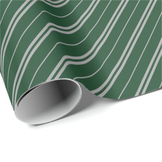 Papier Cadeau Classique Green Grey Stripes Motif (Coin rond)