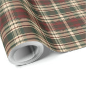 Papier Cadeau Classique millésime de Noël rouge et vert tartan (Coin rond)