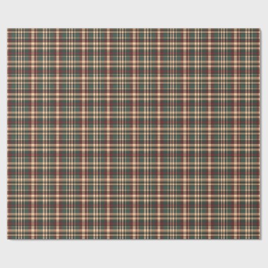 Papier Cadeau Classique millésime de Noël rouge et vert tartan (Plat)