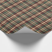Papier Cadeau Classique millésime de Noël rouge et vert tartan (Coin)