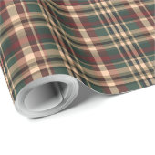 Papier Cadeau Classique millésime de Noël rouge et vert tartan (Coin rond)