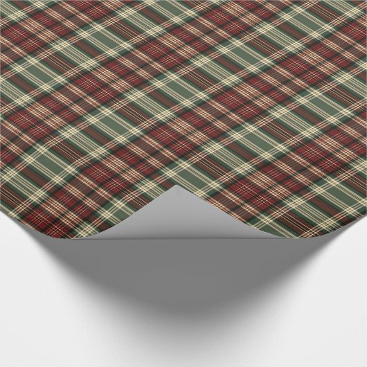 Papier Cadeau Classique millésime de Noël rouge et vert tartan (Coin)