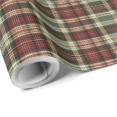 Papier Cadeau Classique millésime de Noël rouge et vert tartan (Coin rond)