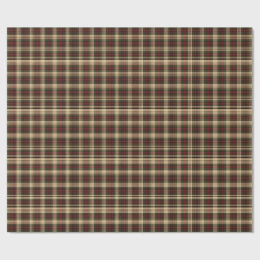 Papier Cadeau Classique millésime de Noël rouge et vert tartan (Plat)