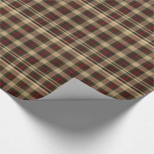 Papier Cadeau Classique millésime de Noël rouge et vert tartan (Coin)