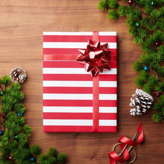 Papier Cadeau Classique moderne Festive Rouge et Blanc rayé (Cadeau de vacances)