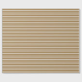 Papier Cadeau Classique moderne mince Brown et blanc rayé (Plat)
