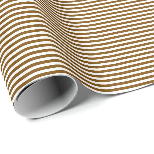 Papier Cadeau Classique moderne mince Brown et blanc rayé (Coin rond)