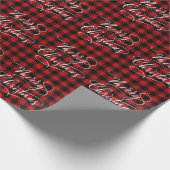 Papier Cadeau Classique moderne Rouge Plaid Joyeux Noël (Coin)