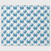Papier Cadeau Classique Motif Bord de Mer Crabs Bleus (Plat)