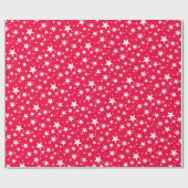 Papier Cadeau Classique Noël Rouge Modèle Blanc Étoiles tendance (Plat)