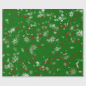 Papier Cadeau Classique Noël Vert Bourgogne Blanc Snowflakes (Plat)