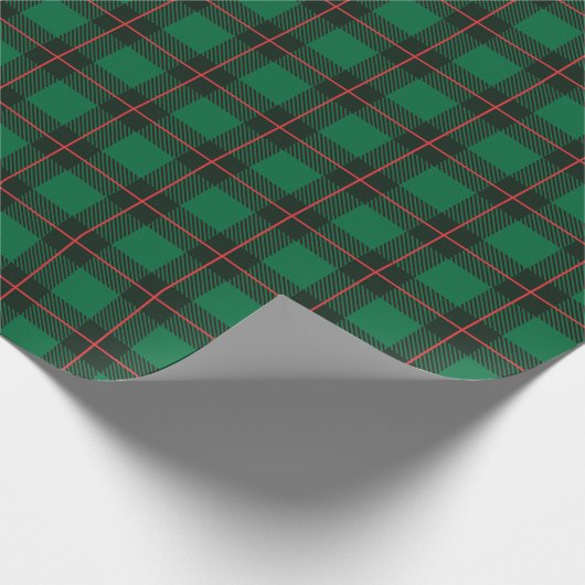 Papier Cadeau Classique Noël Vert Rouge Plaid Tartan Motif (Coin)