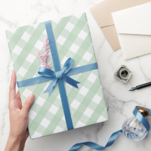 Papier Cadeau Classique Pastel Green En vichy Plaid Motif