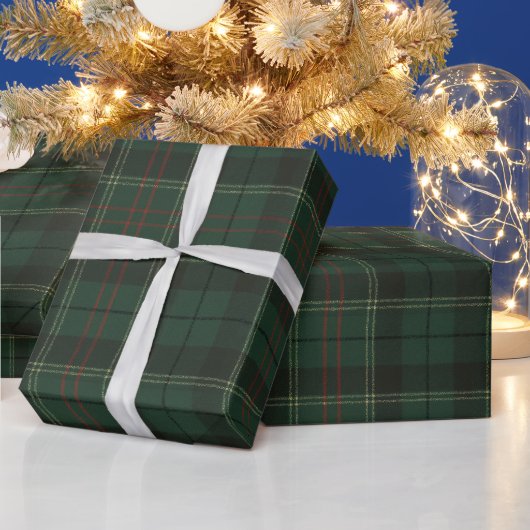 Papier Cadeau Classique plaid vert forêt de Noël (Vacances)