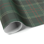 Papier Cadeau Classique plaid vert forêt de Noël (Coin rond)