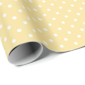 Papier Cadeau Classique pois blanc - jaune canari (Coin rond)