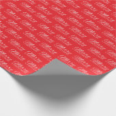 Papier Cadeau Classique Rouge et blanc Joyeux Noël Script (Coin)