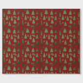 Papier Cadeau Classique rouge et vert sapin de Noël Jolly Motif (Plat)