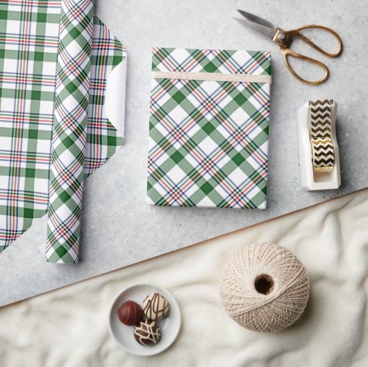Papier Cadeau Classique Rouge Vert Bleu Blanc En vichy (Artisanat)