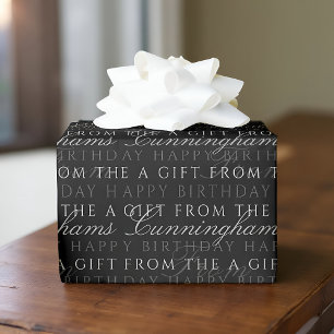 Papier Cadeau Classique Simple Joyeux Anniversaire Nom de Famill