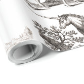 Papier Cadeau Classique Unicorne Antique Mythique Magie Créature (Coin rond)