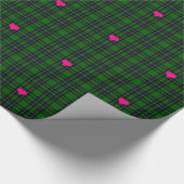 Papier Cadeau Classique vert tartan noir Plaid coeur rose accent (Coin)