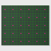Papier Cadeau Classique vert tartan noir Plaid coeur rose accent (Plat)
