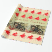 PAPIER CADEAU CLASSIQUE, VOITURES VINTAGE AVEC ÉLÉGANTES FEMMES  (Déroulé)