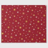 Papier Cadeau Classy Chic Elegant Or Argent Rouge Star de Noël (Plat)