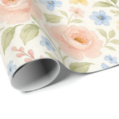 Papier Cadeau Classy Shabby Chic Floral Motif (Coin rond)