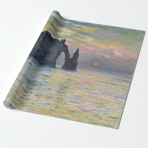 Papier Cadeau Claude Monet - La Falaise, Etretat, Coucher de sol