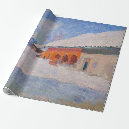 Papier Cadeau Claude Monet - Norvège, Maisons rouges à Bjornegaa (Déroulé)