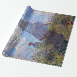 Papier Cadeau Claude Monet : Une femme avec un parasol