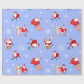 Papier Cadeau Clause du Père Noël mignon avec cadeaux Emballage  (Plat)