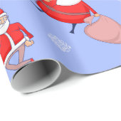 Papier Cadeau Clause du Père Noël mignon avec cadeaux Emballage  (Coin rond)