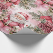 Papier Cadeau Clause Pink Christmas Santa (Coin)