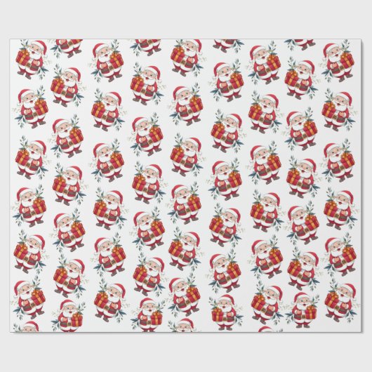 Papier Cadeau Clause Santa avec présent (Plat)