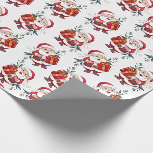 Papier Cadeau Clause Santa avec présent (Coin)