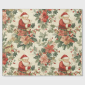 Papier Cadeau Clause Santa rustique (Plat)