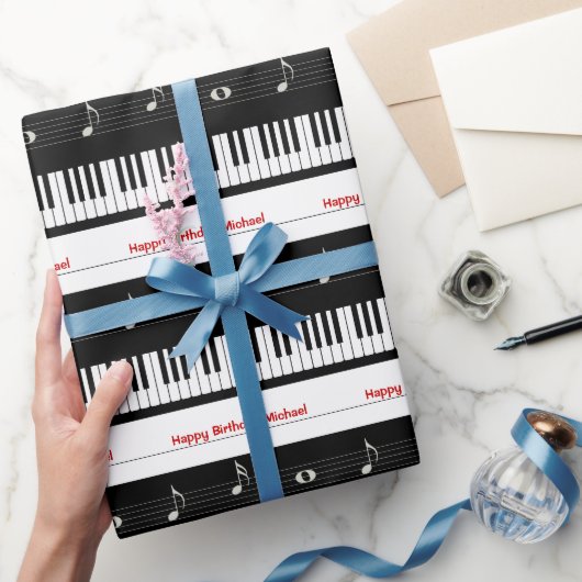 Papier Cadeau Clavier de piano, notes de musique, personnalisati (Cadeaux)