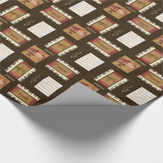 Papier Cadeau clavier piano feuille musique papier d'emballage (Coin)