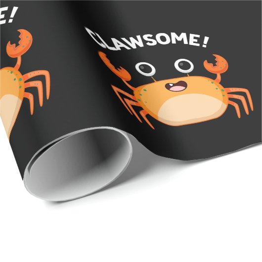 Papier Cadeau Clawsome Funny Awesome Crab Pun Dark BG (Coin rond)